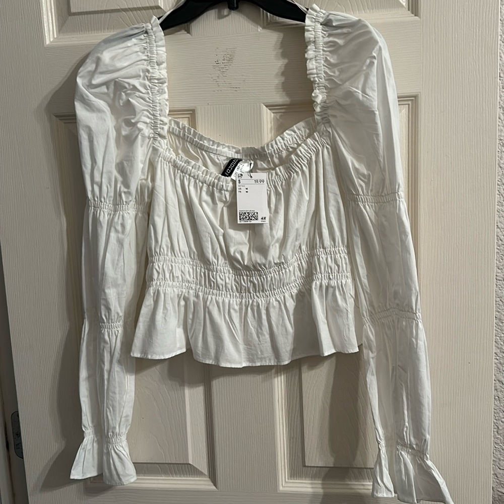 NWT H&m womens white top size medium